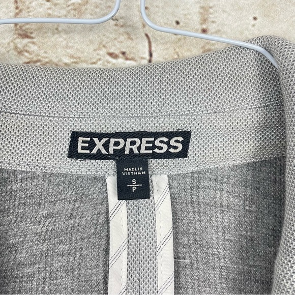 Express One Button Blazer Jacket Gray Sz S Pockets Knit Stretch - Picture 4 of 6